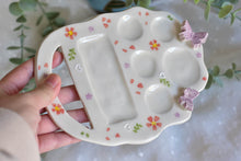 Load image into Gallery viewer, Handmade ceramic palette - floral palette for artists