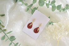 Load image into Gallery viewer, Petal Polymer Clay Earrings (Metallic Red 3)