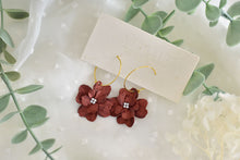Load image into Gallery viewer, Flower Polymer Clay Earrings (Metallic Red 1)