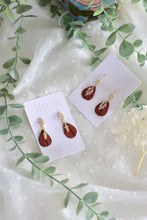 Load image into Gallery viewer, Petal Polymer Clay Earrings (Metallic Red 1)