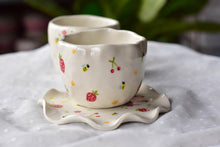 Load image into Gallery viewer, Strawberry cherry tea cup - cute tableware - bee lover