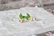 Load image into Gallery viewer, Lily of the Valley Handmade Polymer Clay Earrings (leave stud)