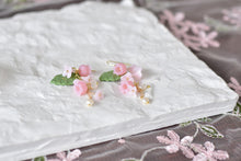 Load image into Gallery viewer, Botanical Handmade Floral Long Polymer Clay Earrings (pink)