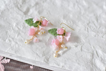 Load image into Gallery viewer, Botanical Handmade Floral Long Polymer Clay Earrings (pink)