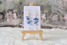 Load image into Gallery viewer, Botanical Handmade Polymer Clay Earrings (blue)