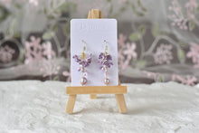 Load image into Gallery viewer, Botanical Handmade Polymer Clay Earrings (purple/pearl)