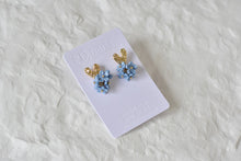 Load image into Gallery viewer, Botanical Handmade Polymer Clay Earrings (blue/heart)