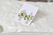 Load image into Gallery viewer, Lily of the Valley Handmade Polymer Clay Earrings (long/pearl)