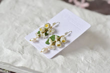 Load image into Gallery viewer, Lily of the Valley Handmade Polymer Clay Earrings (long/pearl)