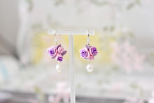 Load image into Gallery viewer, Floral Handmade Dangling Polymer Clay Earrings (white pearl)