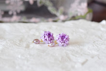 Load image into Gallery viewer, Floral Handmade Polymer Clay Earrings (purple pearl)