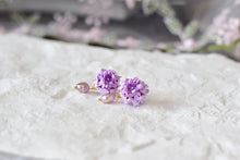 Load image into Gallery viewer, Floral Handmade Polymer Clay Earrings (purple pearl)