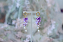 Load image into Gallery viewer, Floral Handmade Polymer Clay Earrings with Stud (purple)