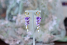 Load image into Gallery viewer, Floral Handmade Polymer Clay Earrings with Stud (purple)