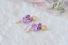 Load image into Gallery viewer, Floral Handmade Polymer Clay Earrings with Stud (purple)