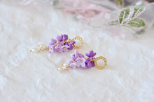 Load image into Gallery viewer, Floral Handmade Polymer Clay Earrings with Stud (purple)