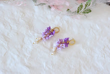 Load image into Gallery viewer, Floral Handmade Polymer Clay Earrings with Stud (purple)