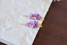 Load image into Gallery viewer, Floral Handmade Polymer Clay Earrings with Stud (purple)