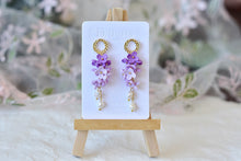 Load image into Gallery viewer, Floral Handmade Polymer Clay Earrings with Stud (purple)