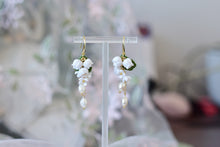 Load image into Gallery viewer, Lily of the Valley Handmade Polymer Clay Earrings (2 pearls)