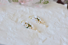 Load image into Gallery viewer, Lily of the Valley Handmade Polymer Clay Earrings (2 pearls)
