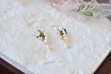 Load image into Gallery viewer, Lily of the Valley Handmade Polymer Clay Earrings (2 pearls)