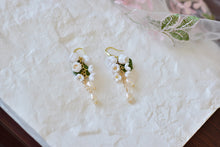 Load image into Gallery viewer, Lily of the Valley Handmade Polymer Clay Earrings (2 pearls)