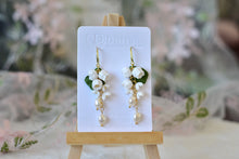 Load image into Gallery viewer, Lily of the Valley Handmade Polymer Clay Earrings (2 pearls)
