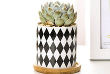 Load image into Gallery viewer, Geometric pots - succulent planters with plate - ceramic pots (7.1cm * 6.6cm)