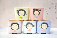 Load image into Gallery viewer, Cute girl pots - Handpainted succulent planters - Maifan colourful pots (10cm * 9cm)