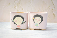 Load image into Gallery viewer, Cute girl pots - Handpainted succulent planters - Maifan colourful pots (10cm * 9cm)