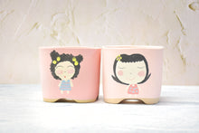 Load image into Gallery viewer, Cute girl pots - Handpainted succulent planters - Maifan colourful pots (10cm * 9cm)