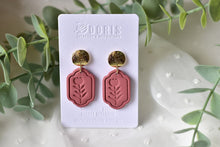 Load image into Gallery viewer, Flower Print Polymer Clay Earrings (wine/brown 3)