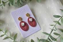 Load image into Gallery viewer, Flower Print Polymer Clay Earrings (wine 1)