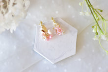 Load image into Gallery viewer, Dainty dangle earrings - polymer clay earrings (small flowers with butterfly)