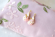 Load image into Gallery viewer, Dainty dangle earrings - polymer clay earrings (small flowers with butterfly)