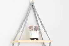 Load image into Gallery viewer, Macrame hanging plant holder with shelf