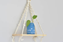 Load image into Gallery viewer, Macrame hanging plant holder with shelf