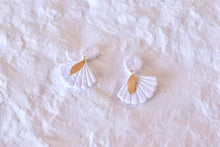 Load image into Gallery viewer, White Lace Polymer Clay Earrings (leaves charm)