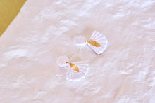 Load image into Gallery viewer, White Lace Polymer Clay Earrings (leaves charm)