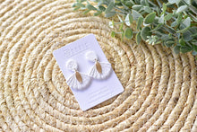 Load image into Gallery viewer, White Lace Polymer Clay Earrings (leaves charm)
