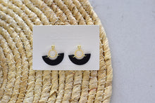 Load image into Gallery viewer, Black Designed Polymer Clay Earrings