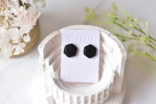 Load image into Gallery viewer, Hexagon Polymer Clay Earrings (black)