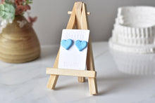 Load image into Gallery viewer, Blue Wave Texture Polymer Clay Earrings (heart)