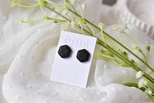 Load image into Gallery viewer, Hexagon Polymer Clay Earrings (black)
