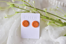 Load image into Gallery viewer, Orange Texture Polymer Clay Earrings