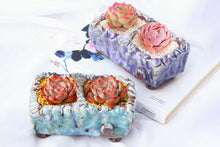 Load image into Gallery viewer, Handmade pots with two holes - YIPIN succulent planter - flower pot (15cm*7.3cm*7cm)