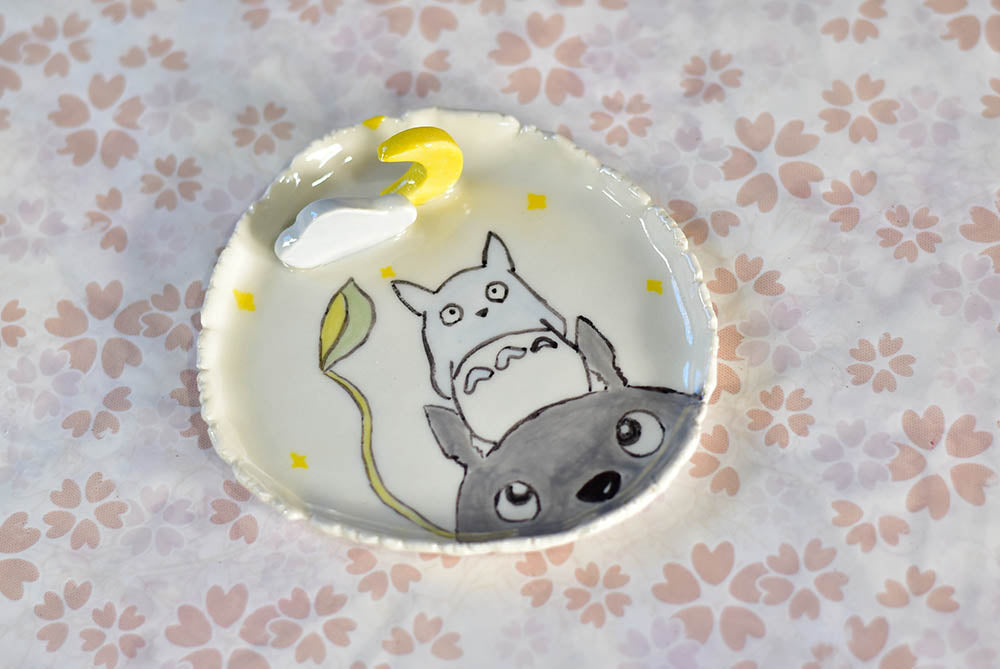 Desert plate - jewellery plate - Handmade desert tray - Totoro