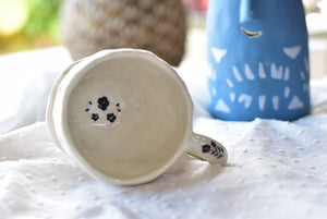 Handmade coffee mug - black flower mug - Elegant mug