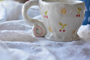 Handmade coffee mug - Cherry mug - Elegant mug